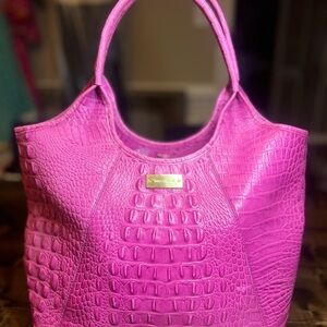 Brahmin Vibrant Pink Embossed Tote